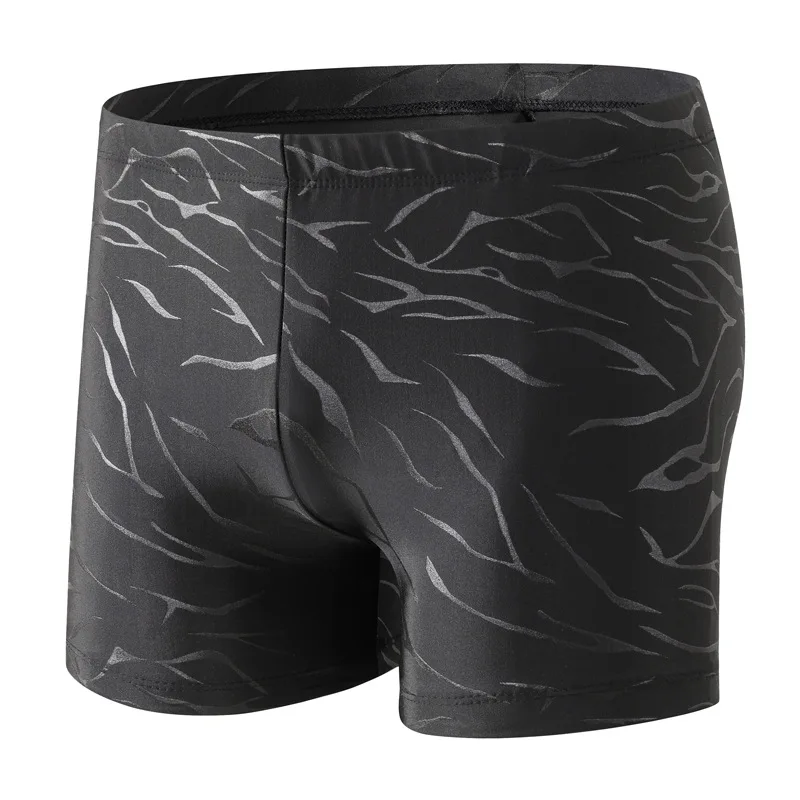 

New Summer Imitation Shark Skin Swim Trunks Men's Black Trend Stretch Boxer Hot Spring Boy Beach Shorts Adult Swimwear