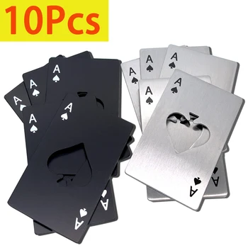 10 pieces bottle opener for poker cards Ace Of Spades bottle opener stainless steel bottle opener for beer food gadget kitchen tool 1
