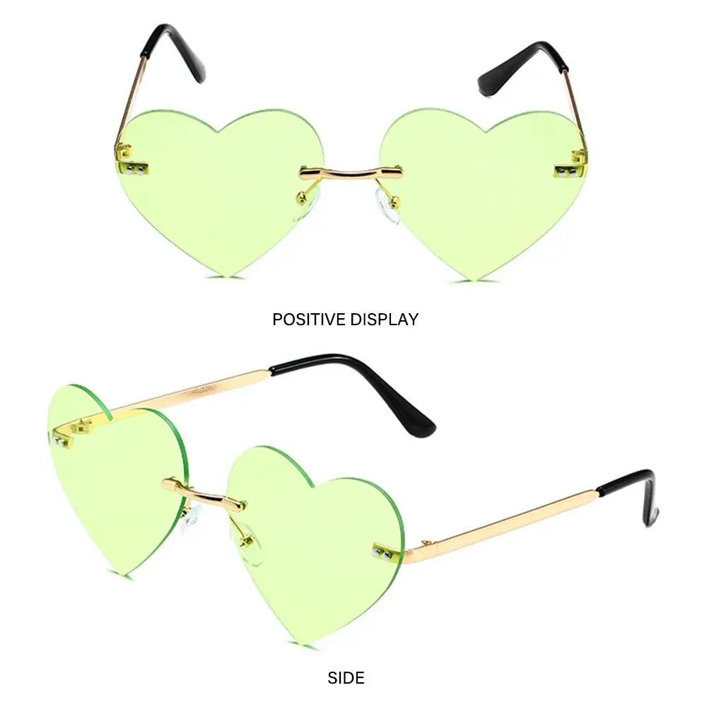 Rimless Heart Sunglasses Bachelorette Metal Sun Glasses for Women Trendy Heart-Shaped Glasses Fashion Hippie Glasses for_voghion.com