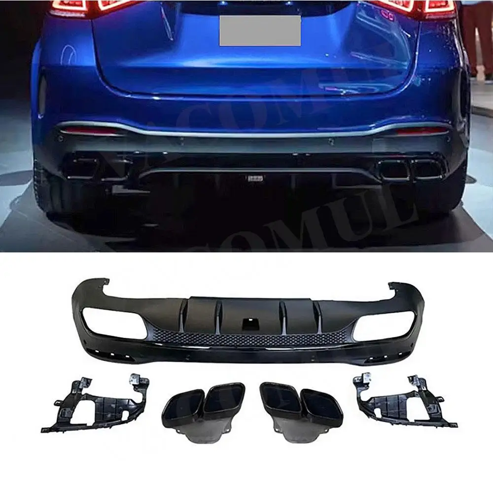 

For Mercedes Benz GLE GLS V167 X167 GLE63 AMG2020+ Car Rear Bumper Lip Muffler Exhaust Tip Splitter Diffuser Protector With Hole