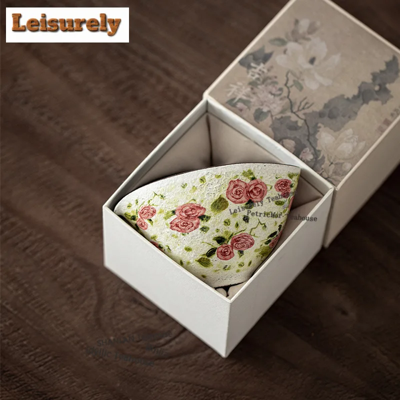 180ML Oil Painting Rose Whisper Tea Pitcher Tea Divider Cha Hai Dispenser Household Justice Cup Fair Mug Drinkware Supplies Gift