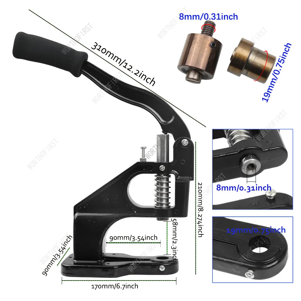 5mm/14mm Stainless Steel Eyelets Grommet With Multifunctional Hand Press Tool Round Rings For Paper Fabric Leather Crafts Eyelet Grommet Ring Kit Eyelet Grommet Ring Grommet Eyelet Kit