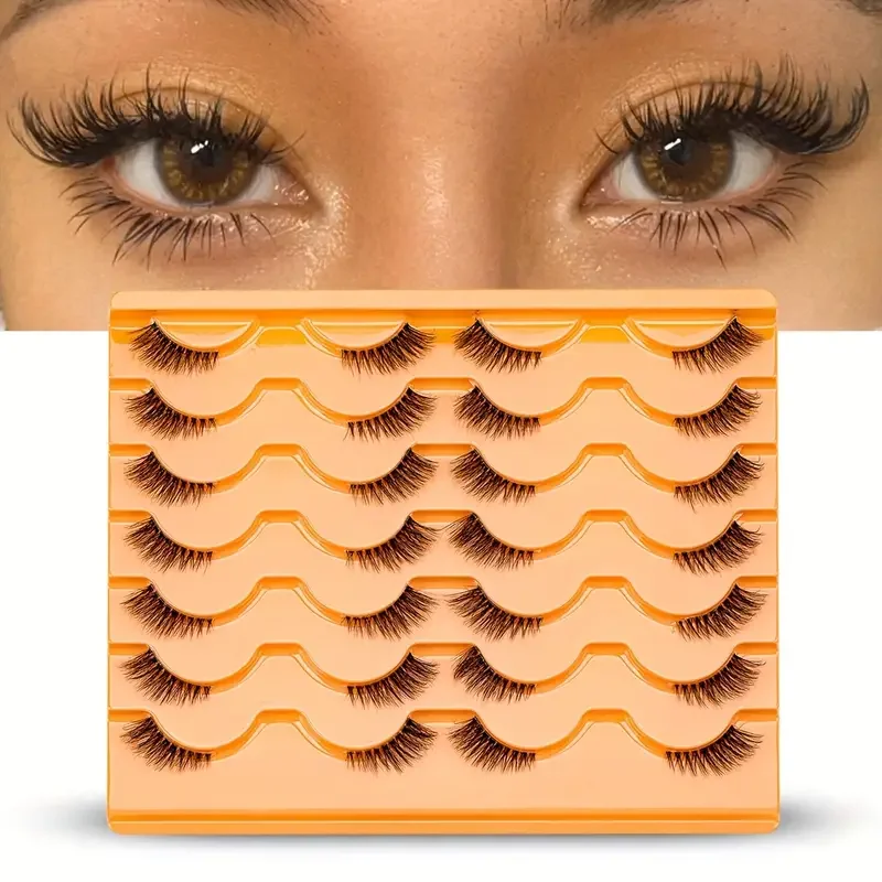 14 Pairs Of Semi-eye False Eyelashes Transparent Eyelashes Natural Slender Crossed Fluffy Curled Eyelash Extension For Daily