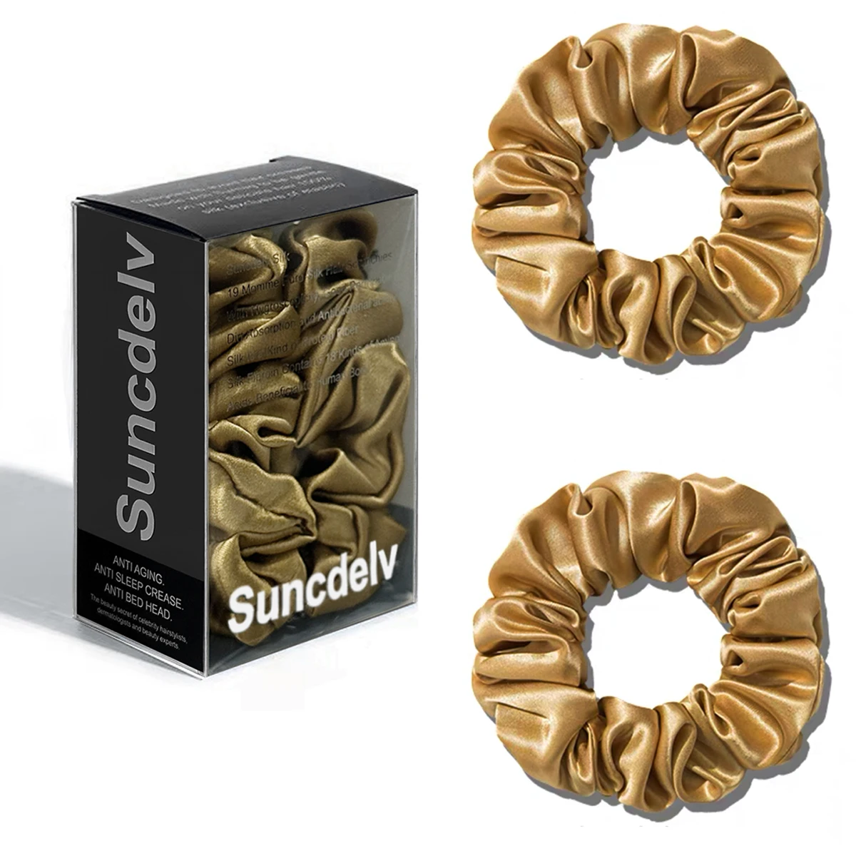 2PCS 100% Natürliche Seide Einfarbig Haar Krawatten Hohe Qualität Haarband Frauen Große Haarbänder Haar Zubehör 3,5 CM – Detail 10