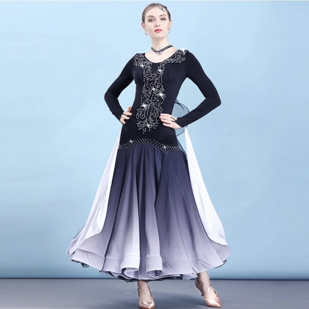 

Customize Standard Ballroom Dress Women Dance Dresses Adult Ballroom Competition Dresses Black Waltz Dress Fringe Dance Wear