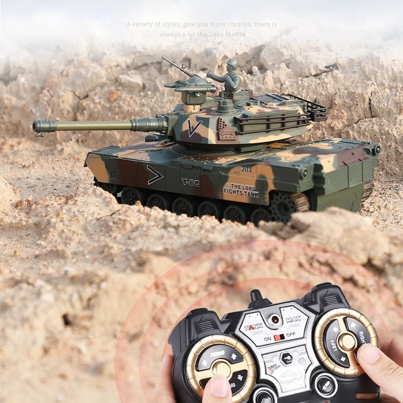 RC tank toys 2.4G remote control car tank model with cool light sound chargeable vehicle gift for children boys kids adults 2