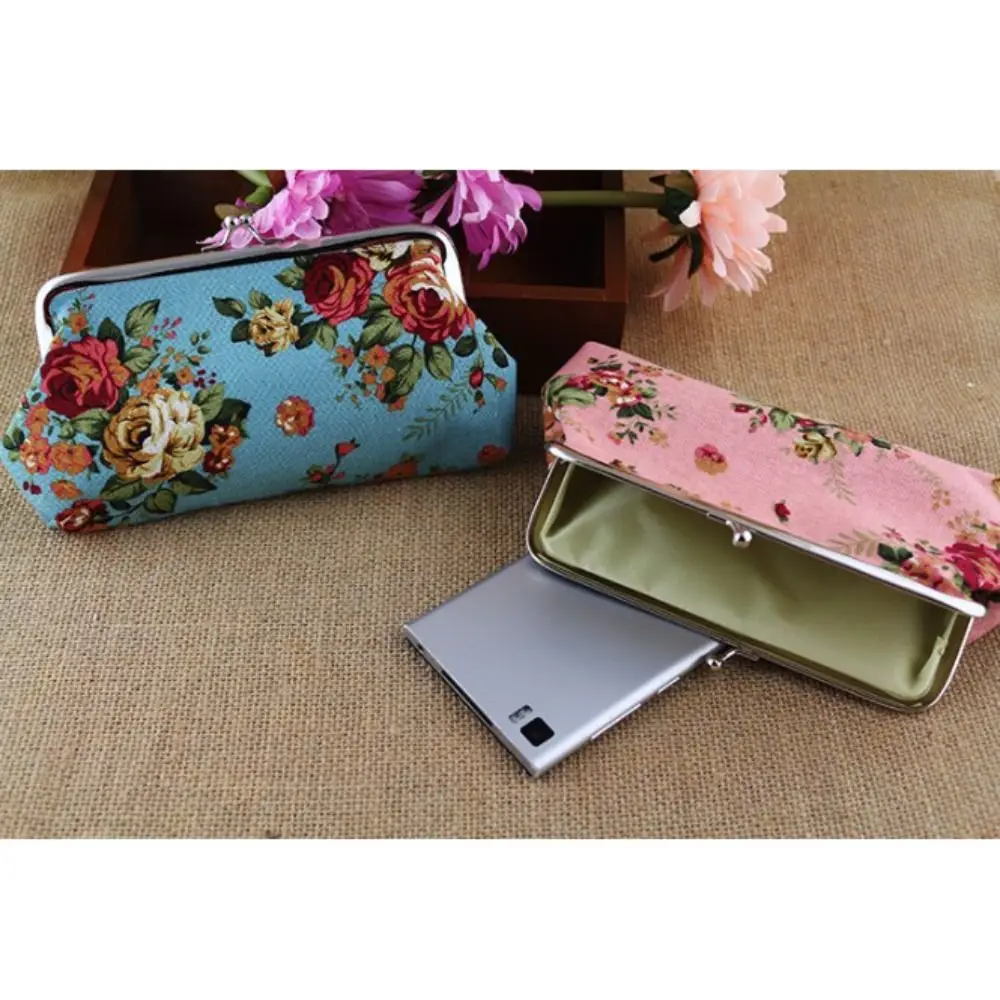 Geldbörse aus Segeltuch, Make-up-Taschen, Lippenstift-Aufbewahrungstasche, Kosmetiktaschen, Kartenhalter, Geldbörse, Geldbörse, Blumenmuster, Geldbörse, Rose, Geldbeutel – Detail 8