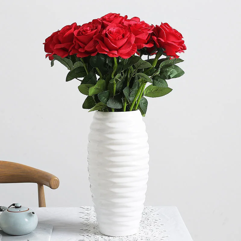 

10pcs Artificial Flower Rose 55cm/21in Home Decoration Fake Flower Branche Natural for Wedding Bride Bouquet Valentines Day Gift