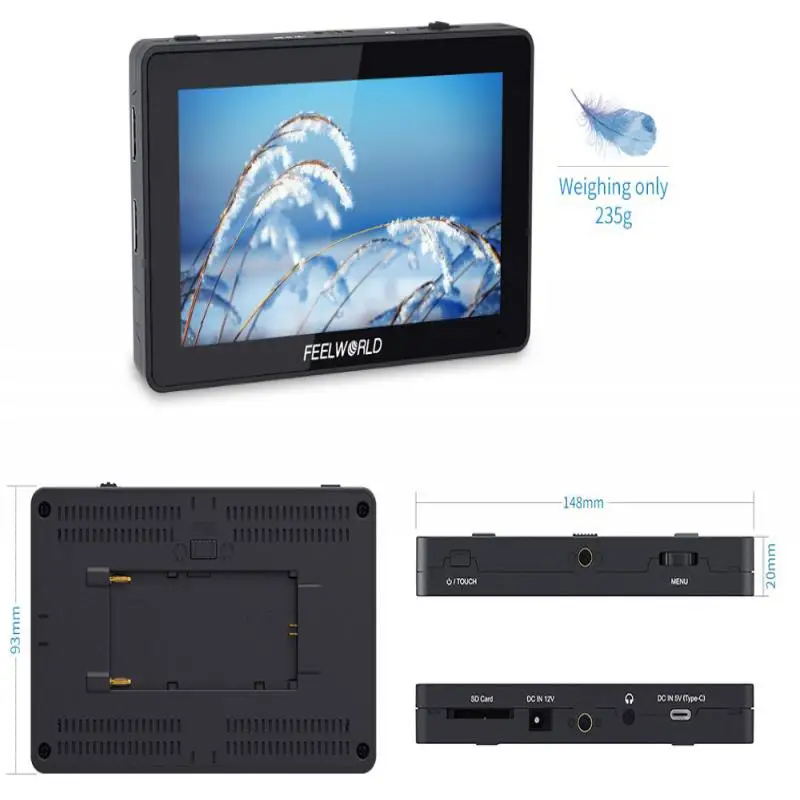 FEELWORLD F6 PLUS V2 6 Inch Camera 1920x1080 Video Focus Assist Support 4K DSLR Field Monitor 3D LUT Touch Screen IPS FHD