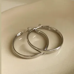 Chic Oversized Geometric Circle Hoop Earrings - Bold Punk OL Style Trendy Jewelry (Silver color)