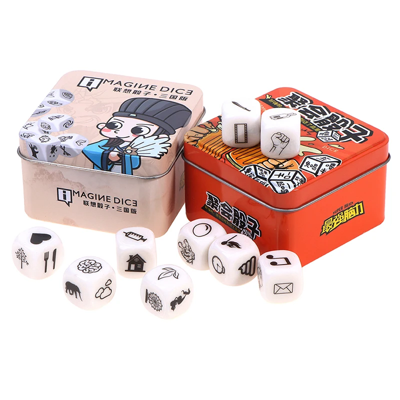 Story Dice Puzzle Board Game Telling Story Metal Boxes Family/Party/Friends Parents with Children Funny English Game