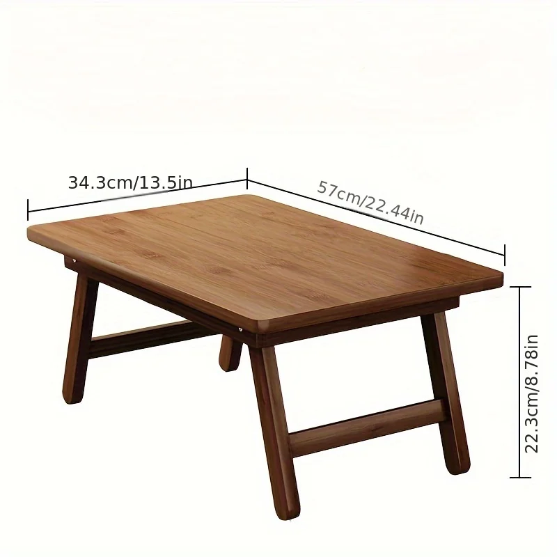 שולחן קפה מתקפל ומדויק - חום, טופ במבוק, סגנון מודרני לחלון, מרפסת או אזור לימוד