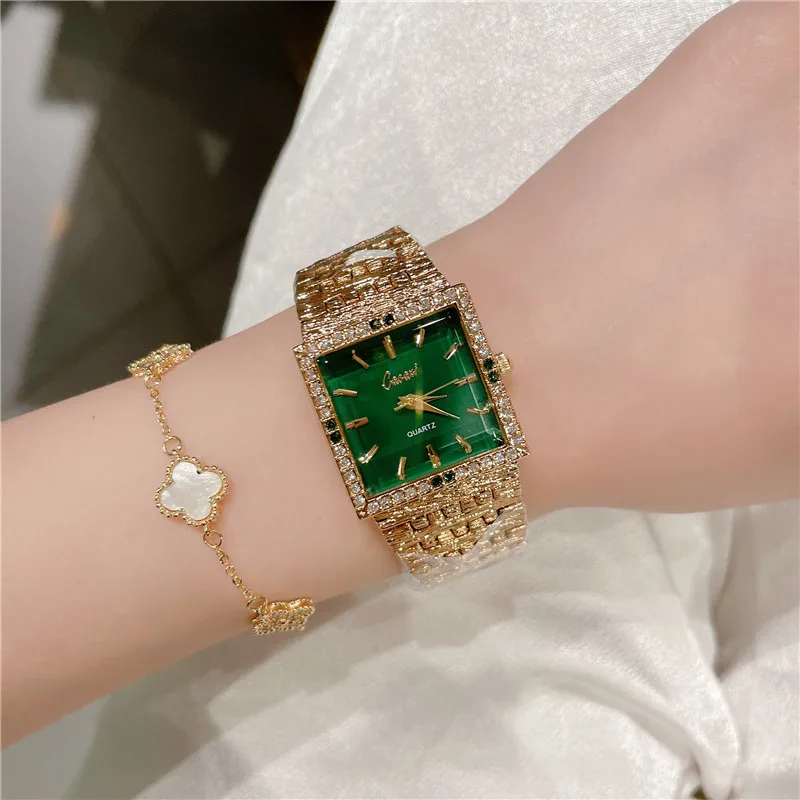 Luxury Watch For Women Vintage Square Bracelet Watch Diamond Dial Quartz Steel Band Women Watch Free Shipping Reloj Para Mujer