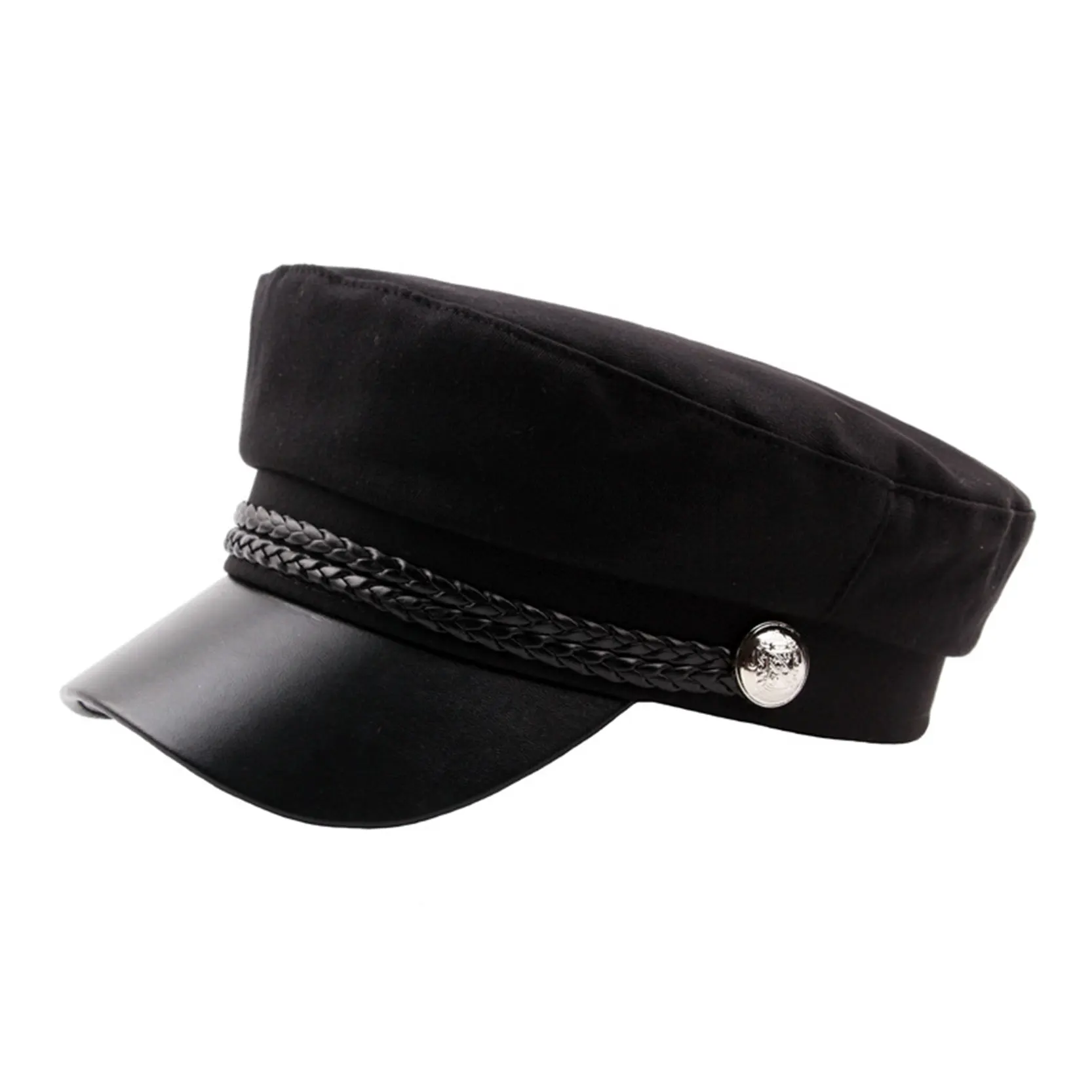 Ladies Cute Yacht Captain Sailor Newsboy Paperboy Cabbie Gatsby Hat Cap Women PU Brim Visor Sun Hats Caps