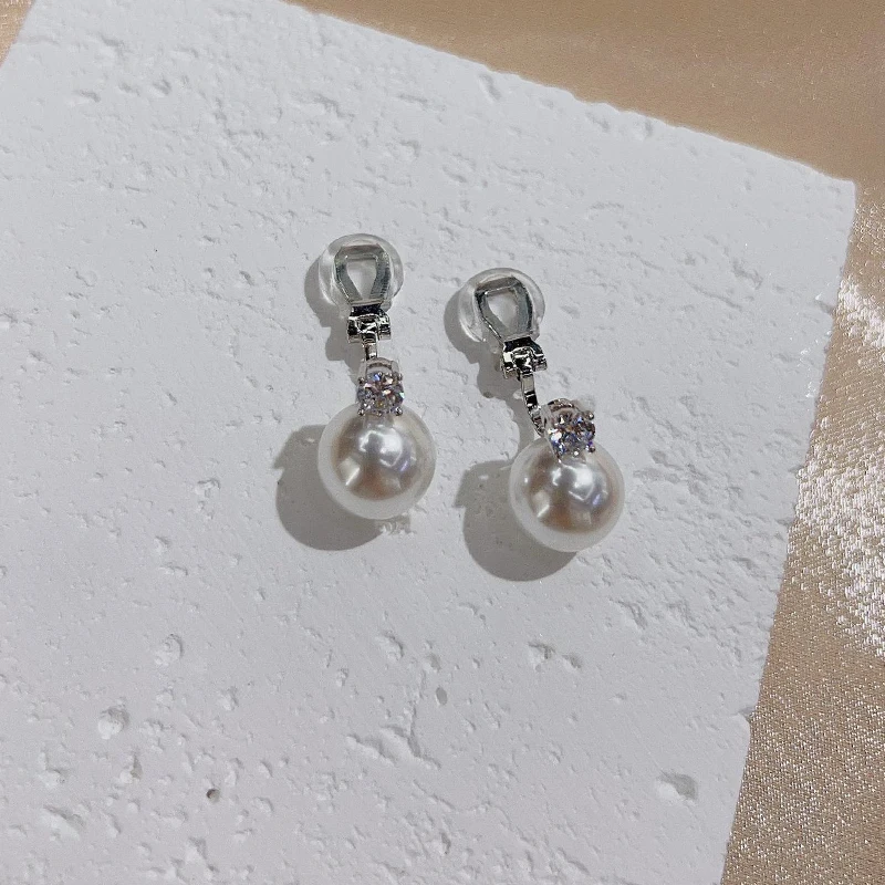 Korean Style Imitation Pearl Clip on Earrings For Women Non Pierced Drop Ear Clips Wedding Jewellry
