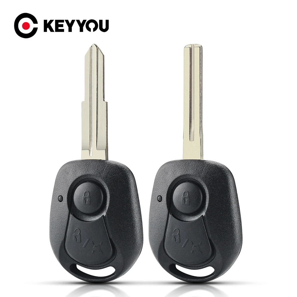 

KEYYOU 10pcs 2 Button For Ssangyong Actyon Kyron Rexton Remote Control Key Shell Fob Case Holder Fob Uncut Blade Key Fob Cover