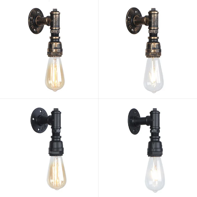 레트로 산업 스타일 미국 물 파이프 벽 램프 개인화 된 커피 숍 레스토랑 철 조명 로프트 통로 벽 램프 브래지어