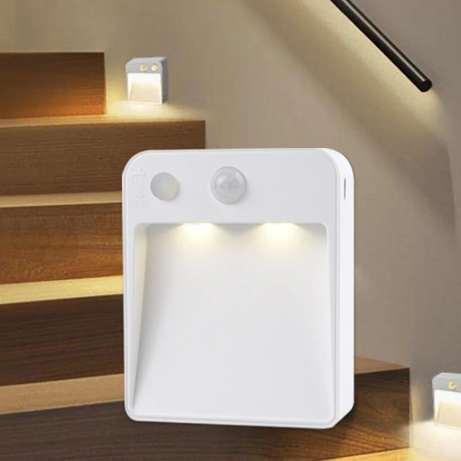 Rechargeable LED Under Cabinet Lights Motion Sensor Night Light Smart Lamp Kitchen Wardrobe Closet Stairs Light Bedroom Decor