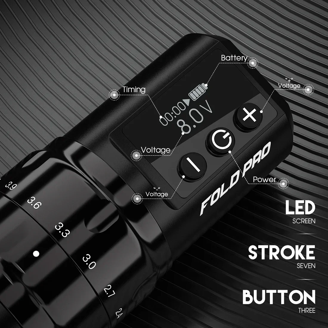 タトゥー マシーン フォールドプロ ストロークが変更可能dragonhawk Dragonhawk Fold Pro タトゥーワイヤレスマシン 7 ストローク