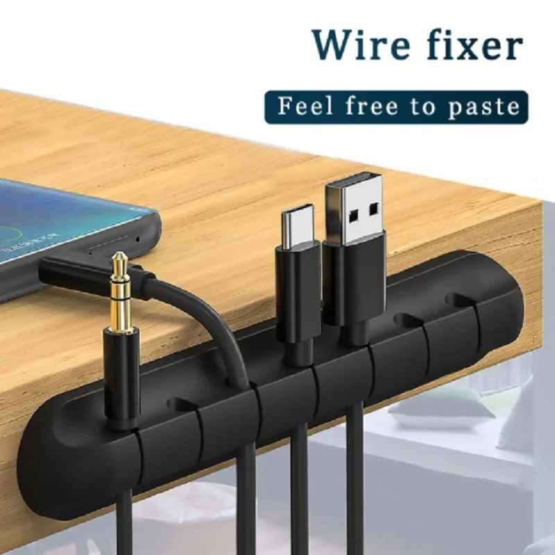 

Cable Organizer 7 Clips Silicone USB Data Cable Winder Protector for Mouse Wire Desktop Mobile Phone Accessories Office Home
