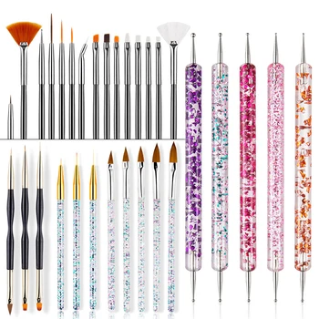 Pennelli per nail art Set di strumenti per nail art Strumenti per punteggiare le unghie Pennello per polvere per unghie Strisce lunghe Penna per disegno per unghie Design per unghie