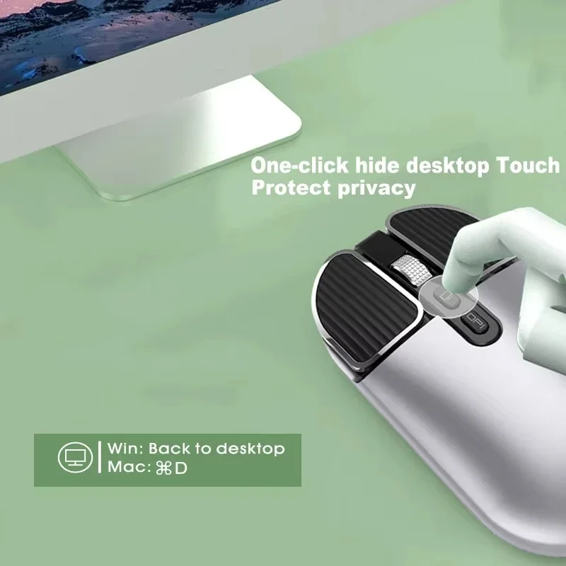Souris de bureau sans fil USB double modèle silencieuse et rechargeable, antidérapante, avec boutons de réglage de 1600 DPI, compatible MacBook et PC._voghion.com