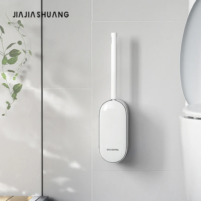 White-Toilet-Brush-Nordic-Wall-Mounted-Non-contact-Hanging-Bathroom-Storage-Brush-Utensils-WC-Cleaner-Corner.jpg Fehér Wc Kefe Északi Falra Szerelt Nem Érintkező Függő Fürdőszoba Tároló Edények Tisztító Sarok Wc-Tartozékok - Image 3