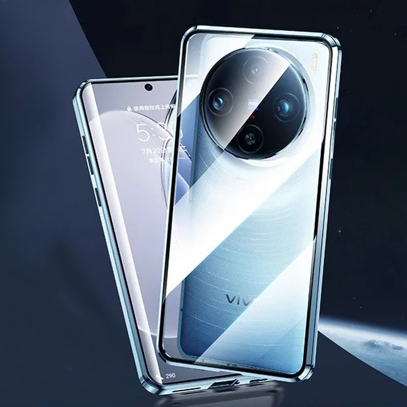 Магнитное стекло для Vivo X100 Pro, прозрачный защитный чехол с защитой от падения на 360 ° для VivoX100 X100pro