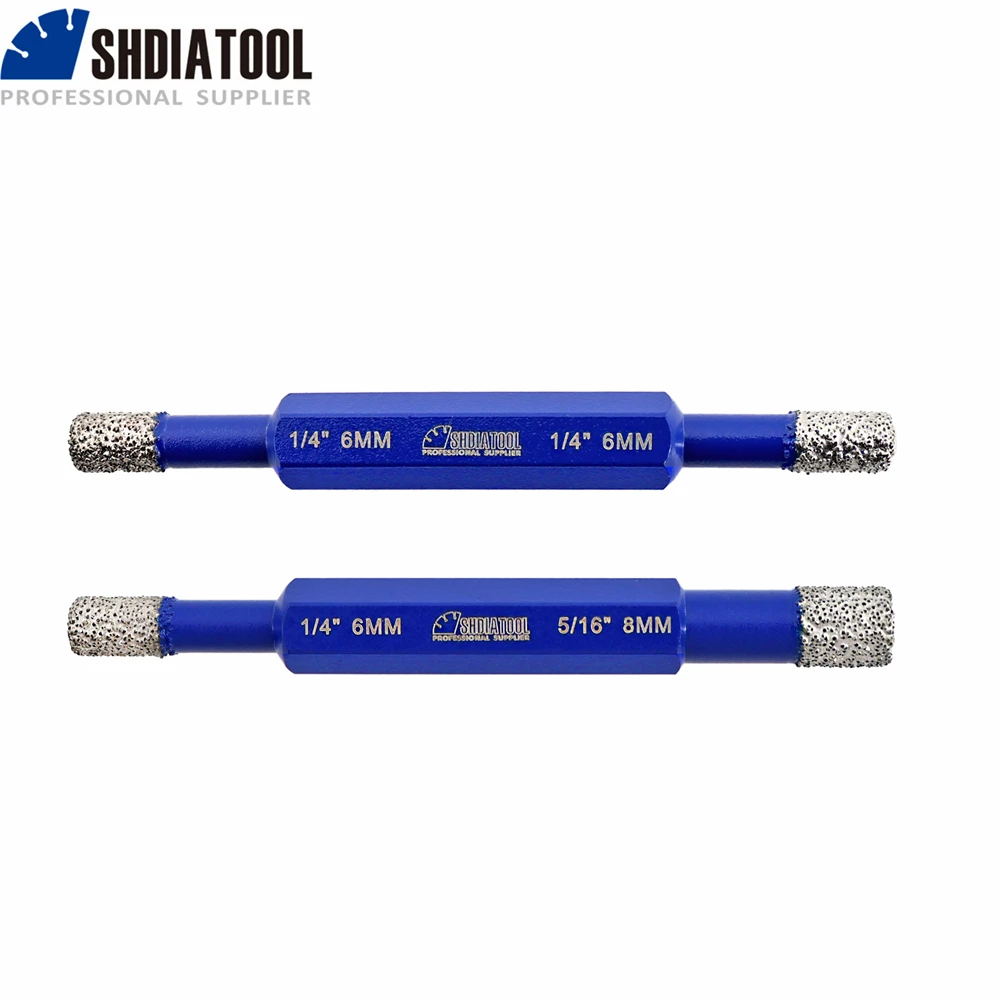 SHDIATOOL 1/2pcs Double Ended Dry 6-6/8mm Diamond Vacuum Brazed Drill Core Bits Tile Ceramic Marble Dia Ceramic Tile Hole Saw