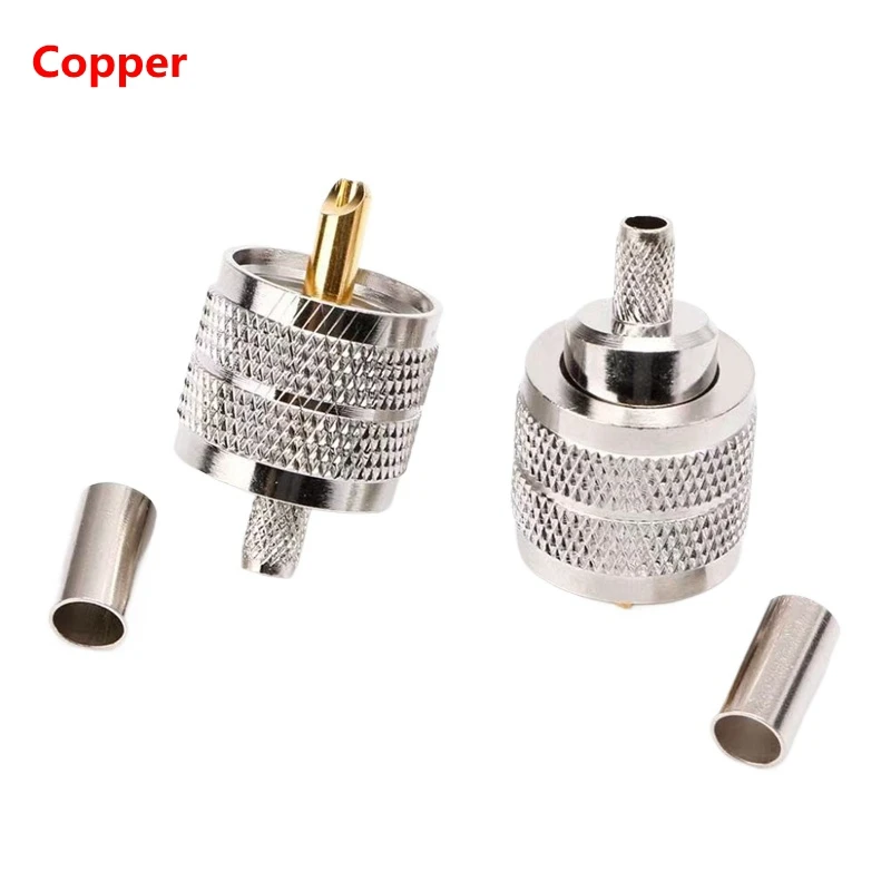 UHFJ-3 Stecker PL259 UHF Stecker Crimp Coax Adapter SO239 PL-259 RF Koaxial Stecker für LMR195 RG58 RG400 RG142 Kupfer