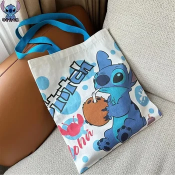 Borsa in tela Stitch Borsa a tracolla portatile in cartone animato Disney Borsa portaoggetti a tracolla kawaii per studenti di grande capacità 1