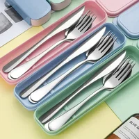 Portable Stainless Steel Cutlery Suit with Storage Box Chopstick Fork Spoon Knife Travel Tableware Set Camping Cutlery 1