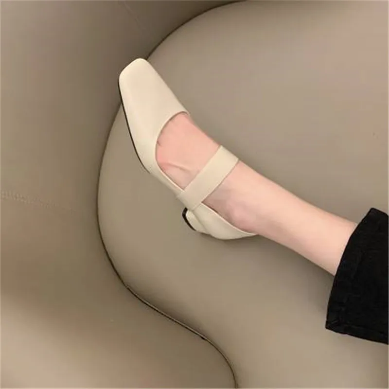 

Osunlina Brand Pumps Woman Elegant Genuine Leather Square Toe 3.5cm High Heels Handmade Mary Janes Shoes Office Lady 2023 New