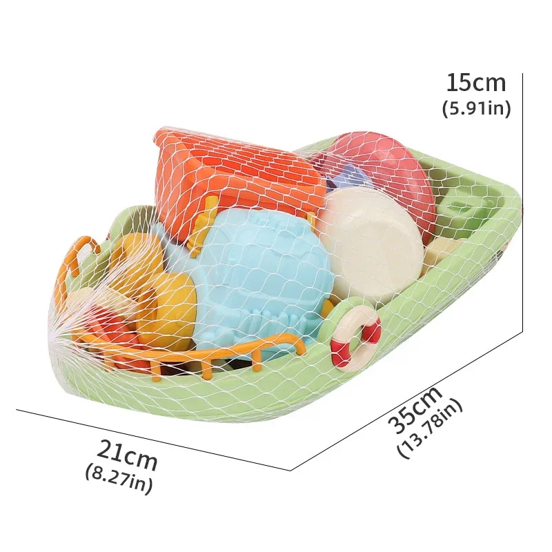 Outdoor Beach Boat Toy Set Kids Beach Snow Play Set 9 in 1 Shovel Bucket Tools Kit Beach Sand Toys for Boys Girls Children Gifts - Image 4