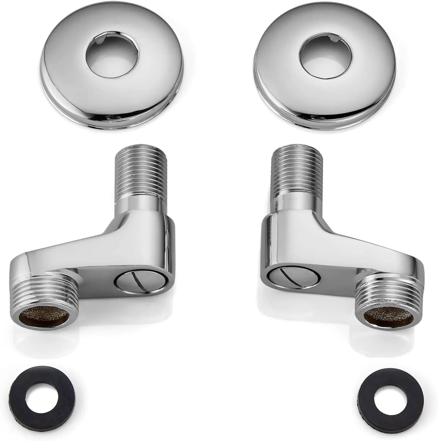 ก๊อกน้ำฝักบัว2ชิ้นอะแดปเตอร์ปรับได้เท้าโค้งทองเหลืองแข็งติดผนังอะไหล่อุปกรณ์ห้องอาบน้ำห้องครัววาล์วมุม 1