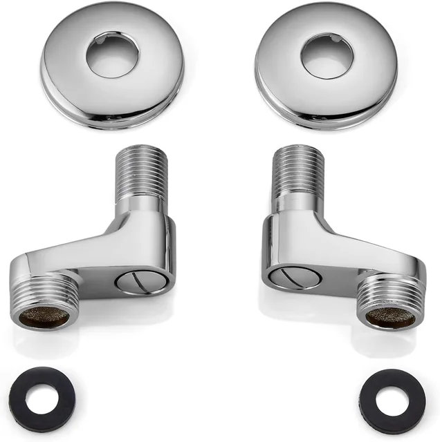 ก๊อกน้ำฝักบัว2ชิ้นอะแดปเตอร์ปรับได้เท้าโค้งทองเหลืองแข็งติดผนังอะไหล่อุปกรณ์ห้องอาบน้ำห้องครัววาล์วมุม 1