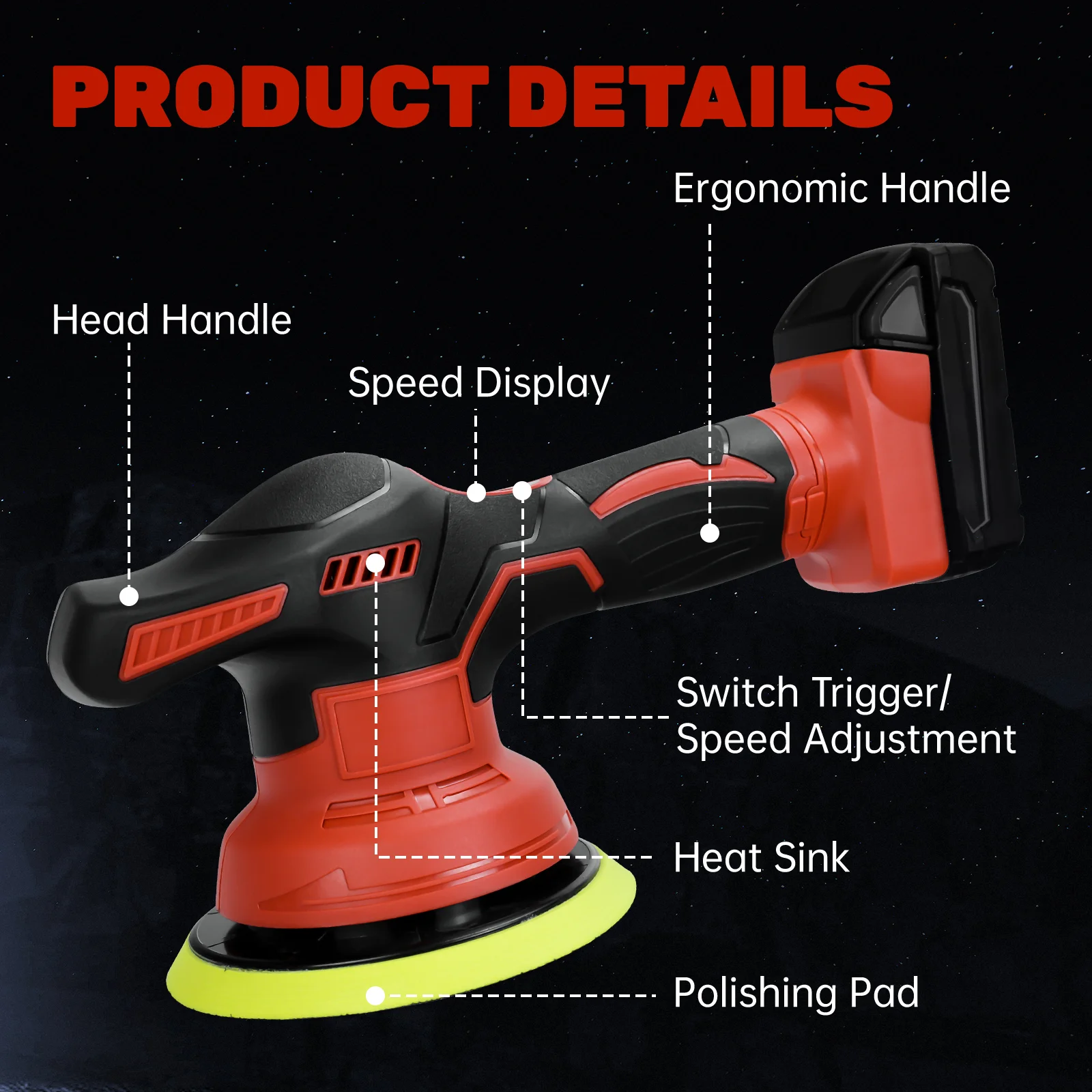 Cordless Car Buffer Polisher for Milwaukee 18V Battery with 8 Variable Speed Up