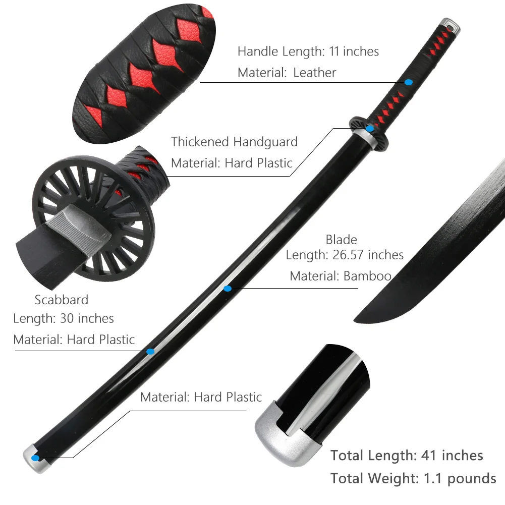 Handmade Demon Slayer Katana 104cm Anime Cosplay Weapon Samurai Sword Real Rengoku Tanjiro Variety of Styles   catana 2