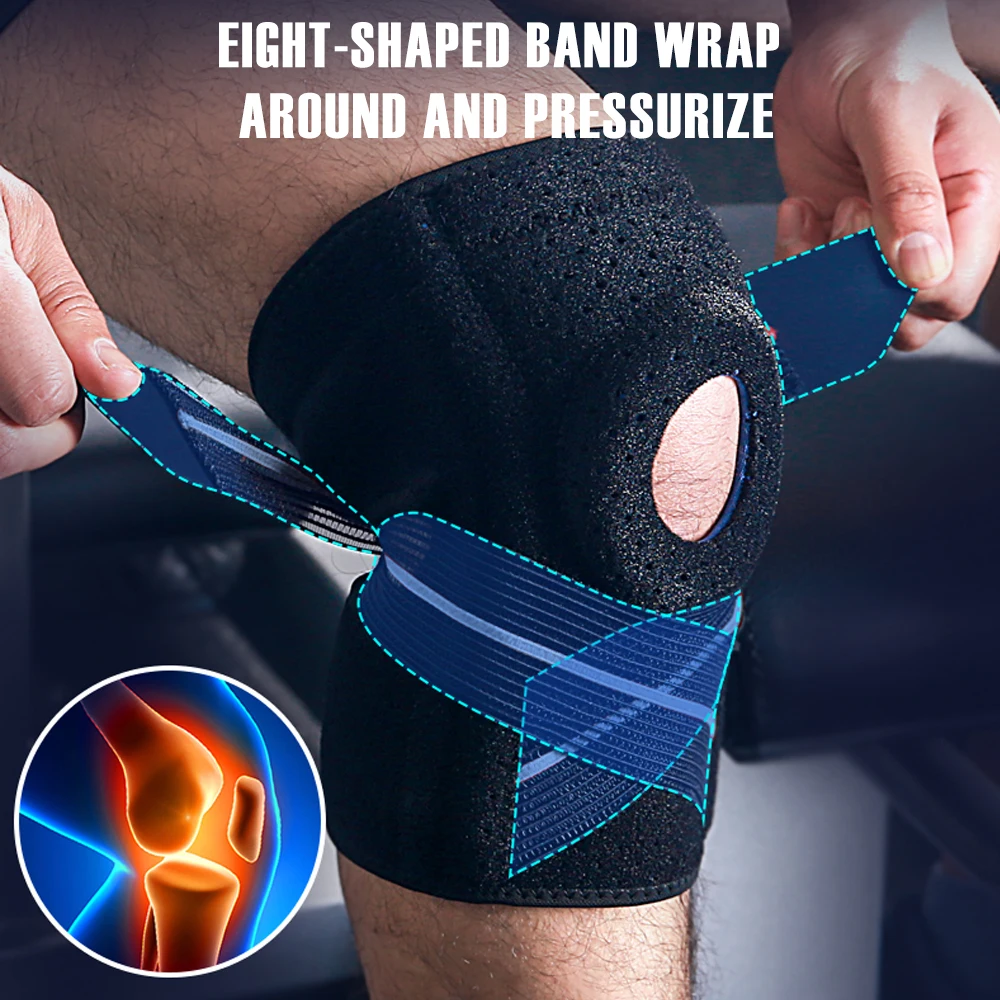 Sport Knee Pads Cycling Knee Brace Compression Orthosis Springs Support Knee Protector Gym Arthritis Work Knee Guard