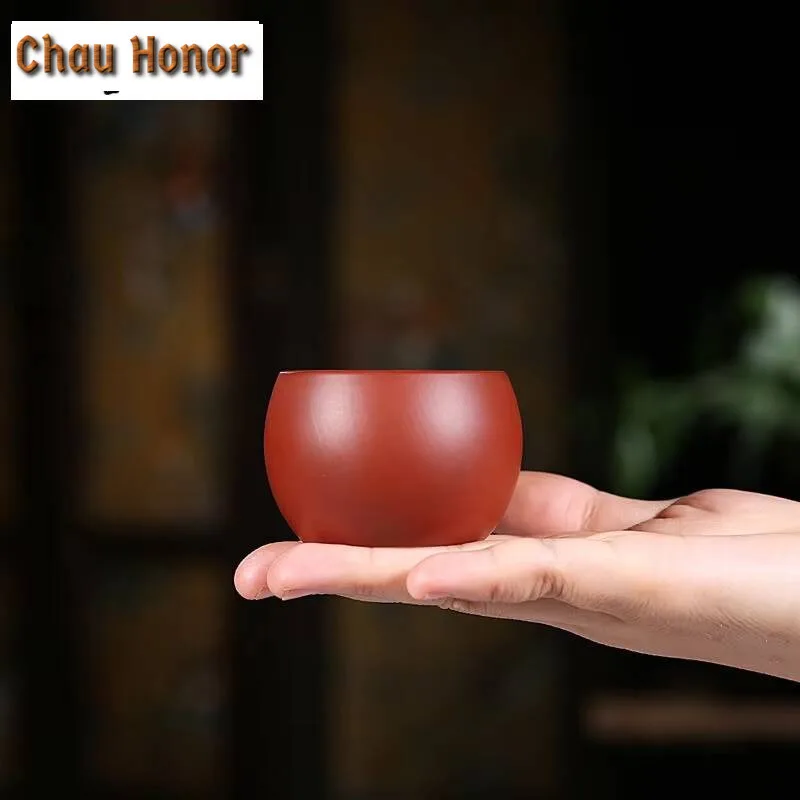 2 Pcs/set 80ml Authentic Yixing Purple Clay Dahongpao Teacup Handmade Tea Bowl Pu'er Master Cup Chinese Tea Set Accessories Gift