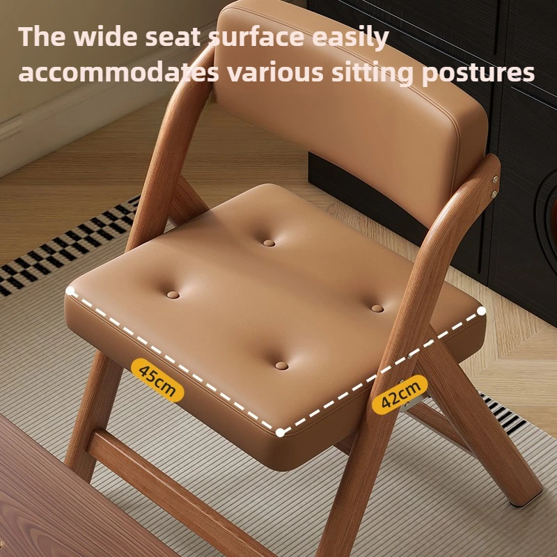 Simple Home Living Room Folding Chair Kitchen Backrest Dining Chair Furniture Space-saving Ironwork Study Office