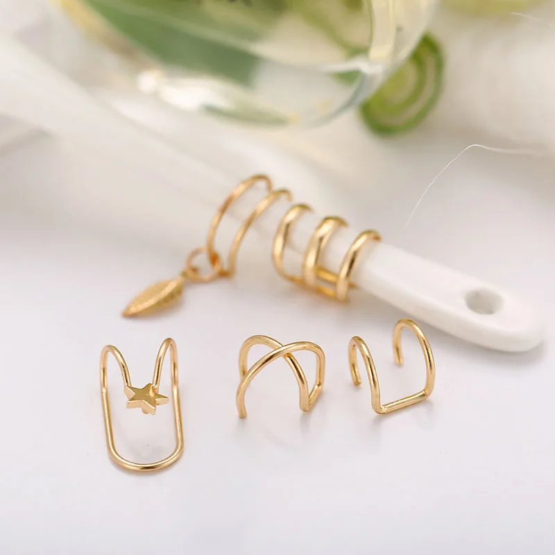 7Pcs/5Pcs Set Minimalist Ear Cuffs Tassel Earrings for Women Cuff Ear Clips Earring Climbers Earcuffs Fake Studs Stud Earring 5