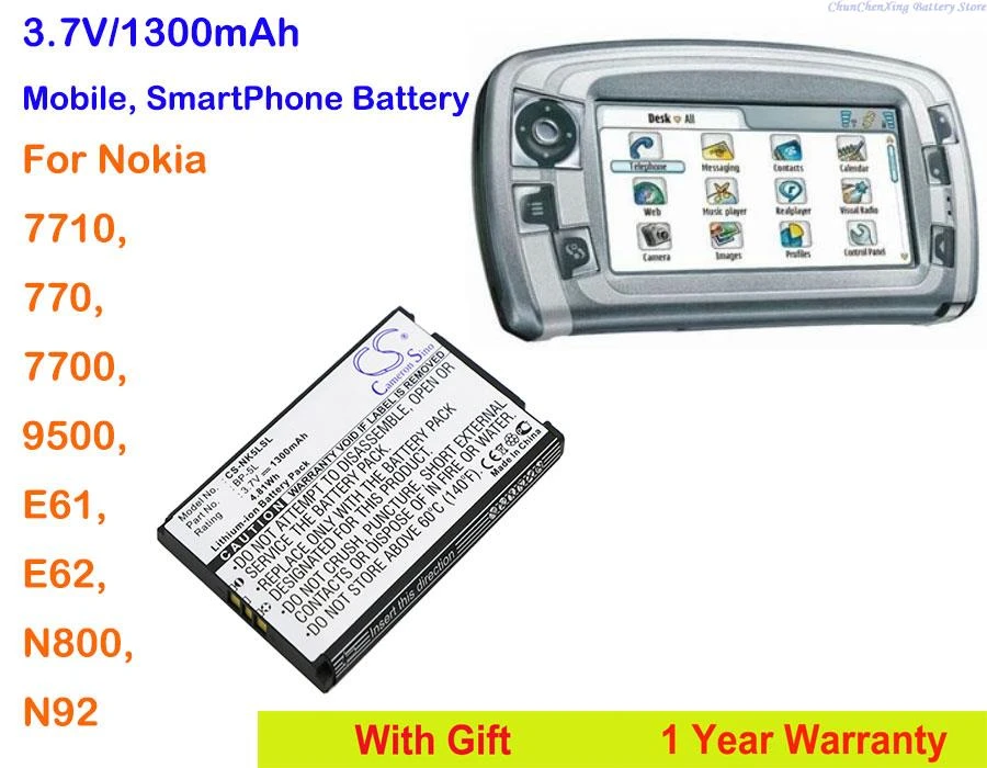 Cameron Sino 1300mah Mobile, Smartphone Battery Bp-5l For Nokia 770, 7700,  7710, 9500, E61, E62, N800, N92 - Mobile Phone Batteries - AliExpress