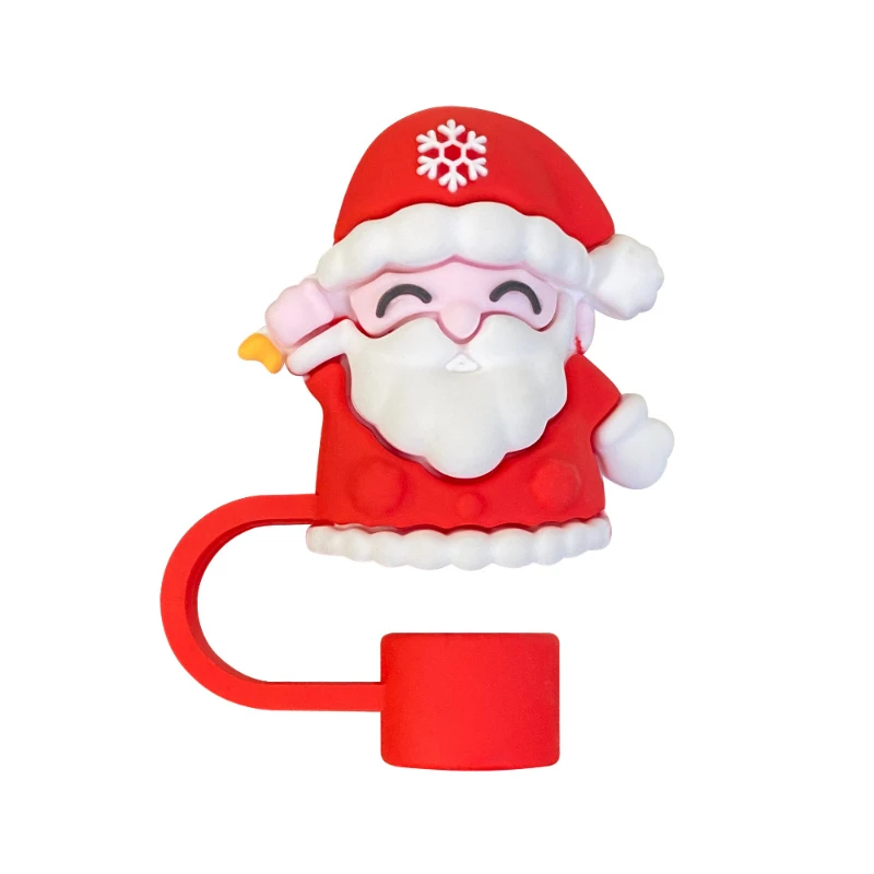 6Pcs Silicone Straw Cover Caps For Stanley Cup 30 & 40 Oz - Christmas Hat Toppers For 10mm Straws
