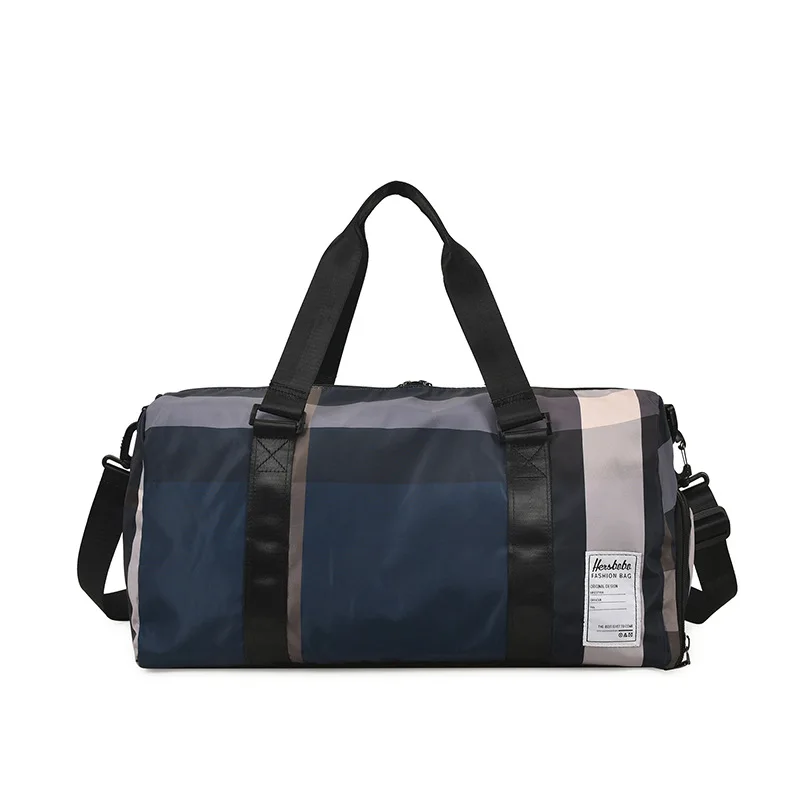 Outdoor Luggage Bag New Fashion Traveling Bag Lattice Handheld High-capacity Dry Wet Separation Sports Bag Overnight Bag