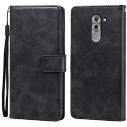 Luxury Flip Leather Magnetic Phone Case with Card Holder - Honor 6X (Black)