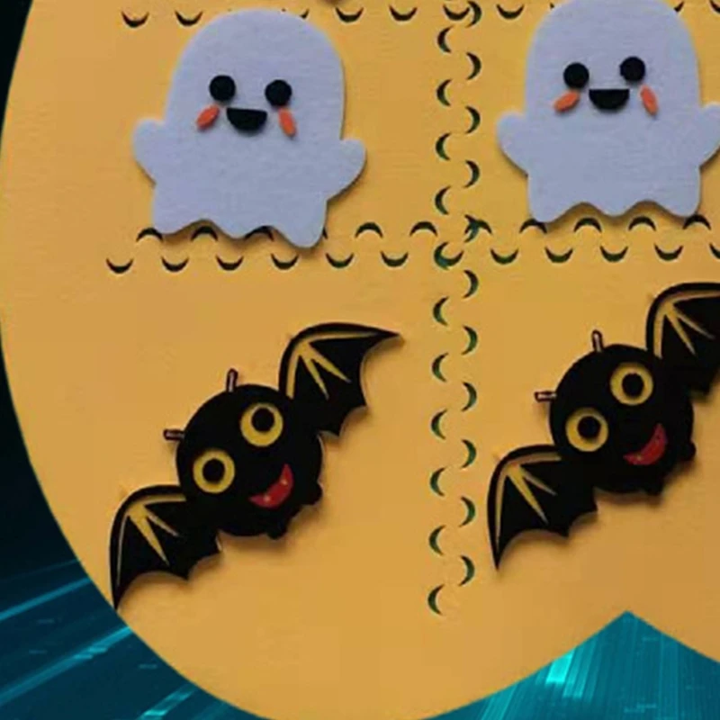 H55E Hallowen Tic-Tac-Toe 어린이를위한 펠트 퍼즐 보드 게임 Cartoom 유령 박쥐 호박 매트 체스 패드 부모-자녀 상호 작용 장난감