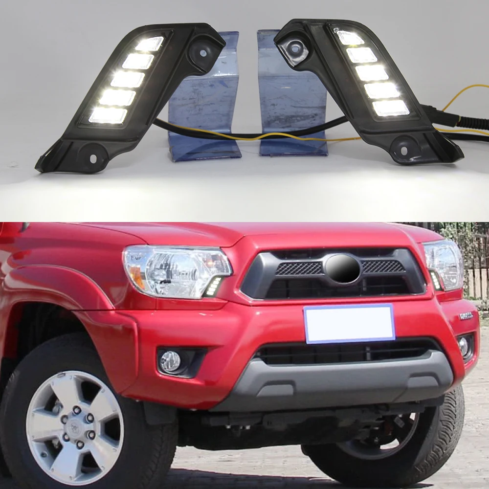 2PCS LED Daytime Running Light For Toyota 2011 2015 Dynamic Turn Signal Waterproof Car