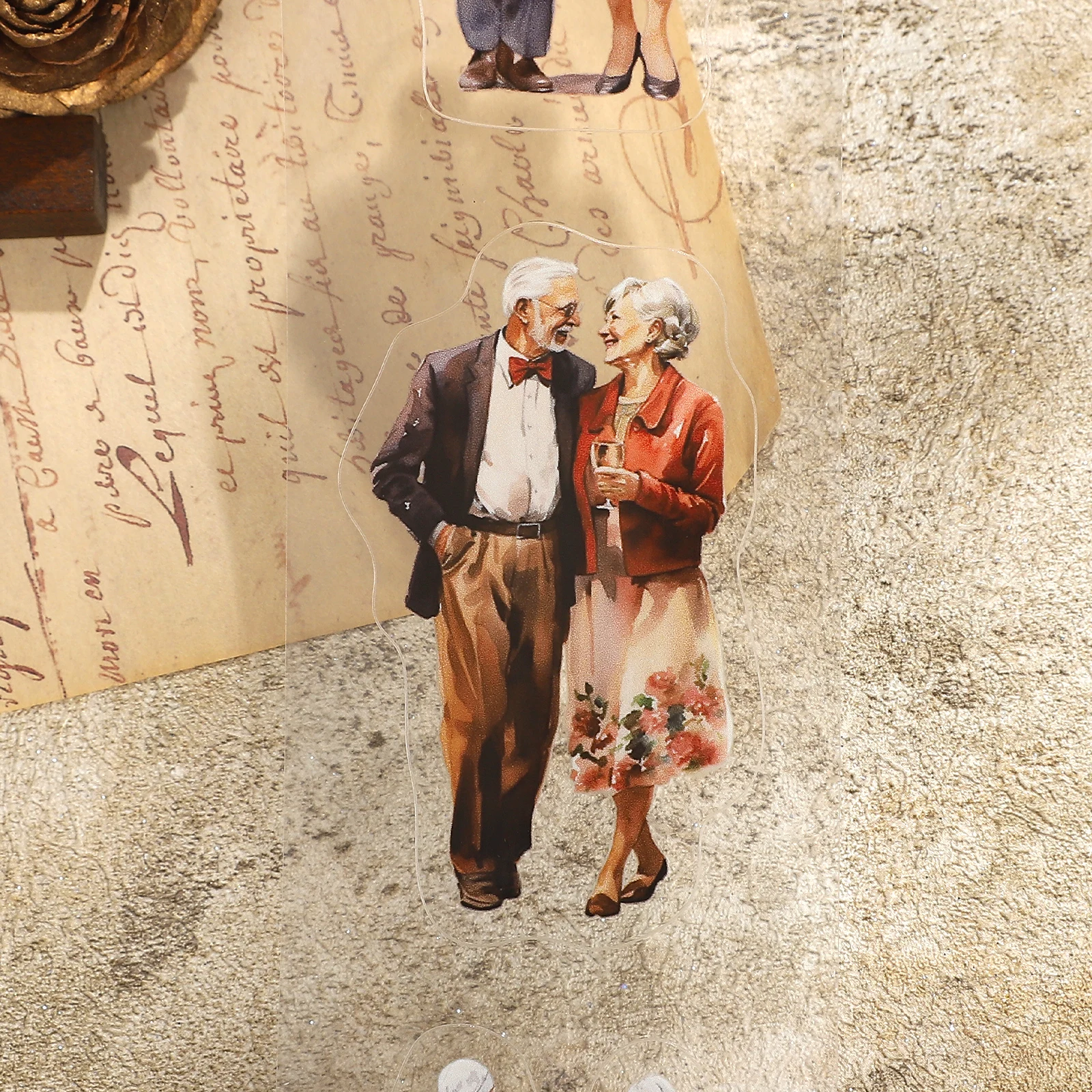 60mm*200cm 빈티지 노인 캐릭터 풍경 PET 테이프 창의적인 DIY 저널 재료 콜라주 문구