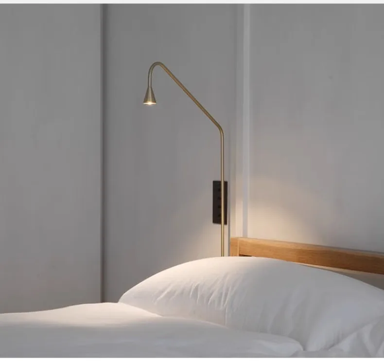 Description Picture 6 of itemNordic Design Modern Trizo Wall Lamp Swing Arm Black/White/Gold LED Indoor Lighting Living Room Background Bedroom Bedside Cafe